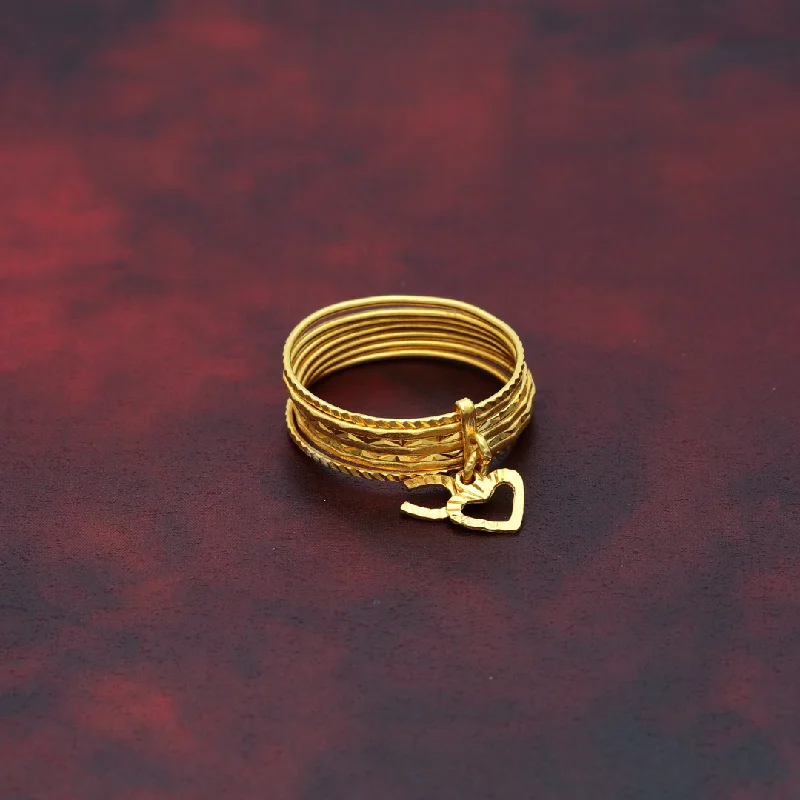 Chunky Gemstone Ring for Bold Style-Gold Heart Horseshoe Design Ring 21KT - FKJRN21K9050