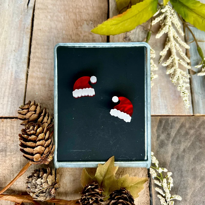 Dangle Earrings for Women-Santa Hat Stud Earrings