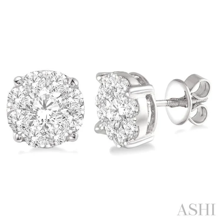 Gorgeous Earrings for Bridesmaids-3 Ctw Lovebright Round Cut Diamond Stud Earrings in 14K White Gold