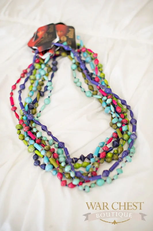 Handmade Necklace for Special Occasions-Long Paper Necklace: Colors & Styles Vary