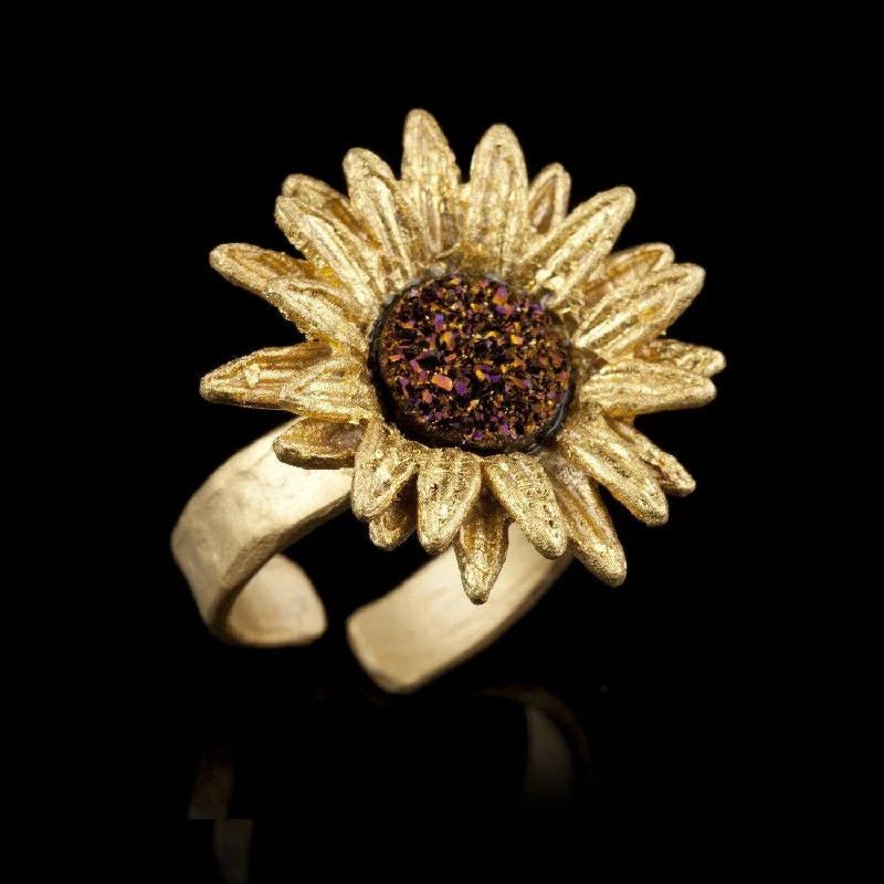 Wedding Band with Gemstones-Sunflower Ring - Large