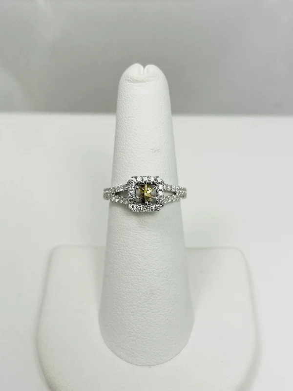 Simple Engagement Ring for Minimalist Style-New! 14k White Gold Natural Diamond Engagement Ring Mount