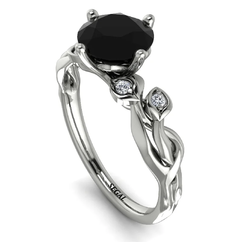 Customizable Silver Ring for Men-14K Gold Radiant Black Diamond Flower Harmony Ring - Autumn No. 9