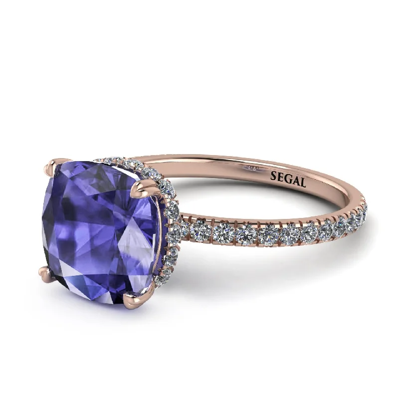 Fashionable Stackable Rings for Women-Cushion Hidden Tanzanite Ring - Nova No. 202