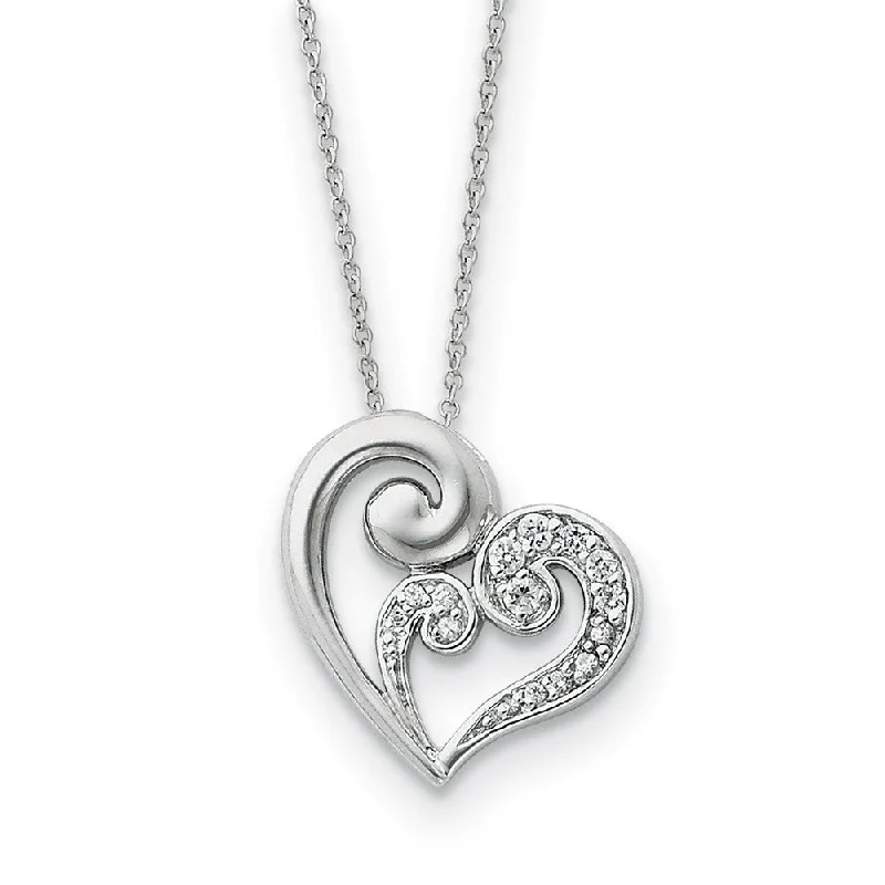 Rainbow Necklace for Festivals-Rhodium Plated Sterling Silver, A Mother's Journey Heart Necklace