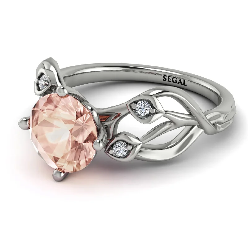 Unique Promise Ring for Couples-Morganite Blossom 14K Golden Nature Inspired Engagement Ring - Haley No. 903