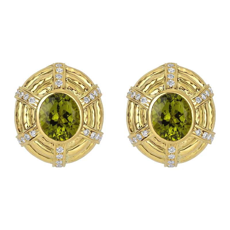 Unique Gem Earrings for Fashion-Earrings- Peridot And Diamond