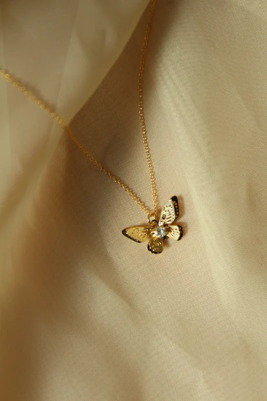 Luxury Gold Necklace for Weddings-Lila Butterfly Necklace