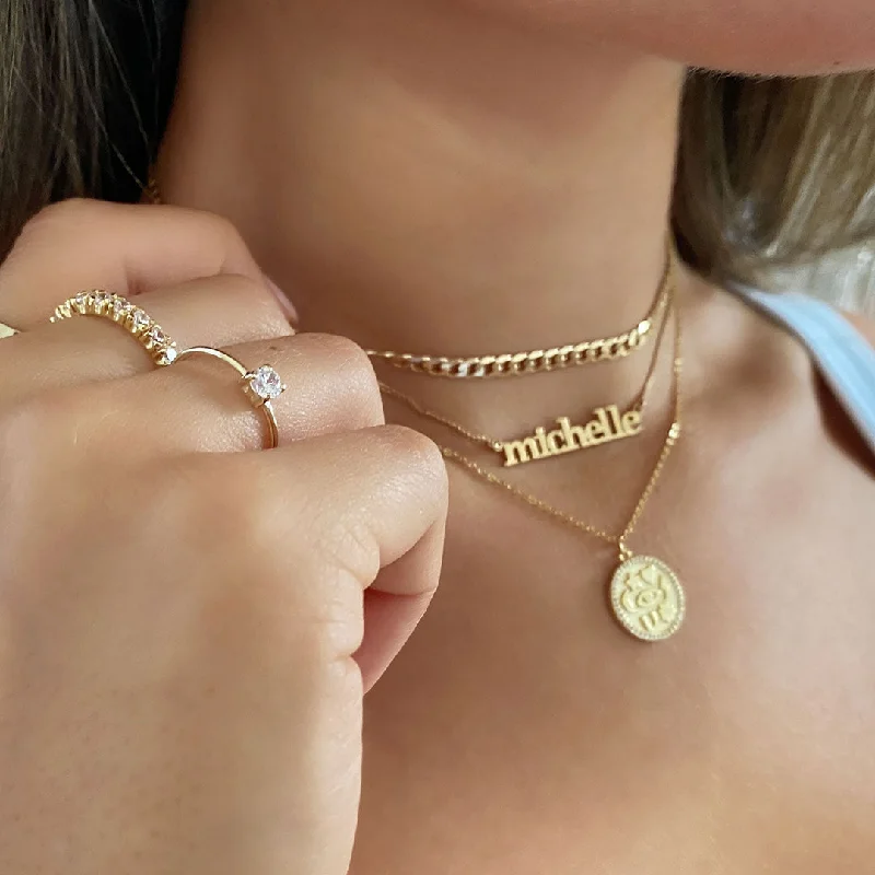 Gold and Silver Necklace for Casual Looks-Lowercase Nameplate Necklace