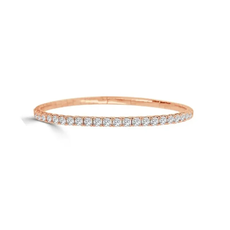 Stylish Gold Bangles for Fashion Lovers-Half Eternity Flexible Diamond Bangle - 2.0 carats