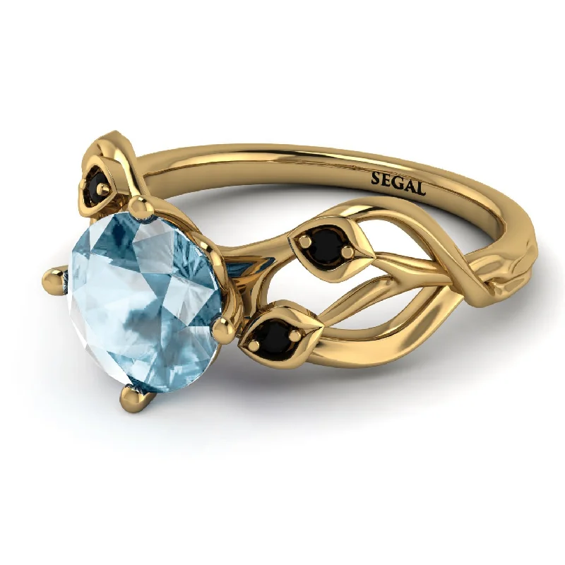 Elegant Silver Ring for Everyday Wear-Aquamarine Blossom 14K Golden Nature Inspired Engagement Ring - Haley No. 407