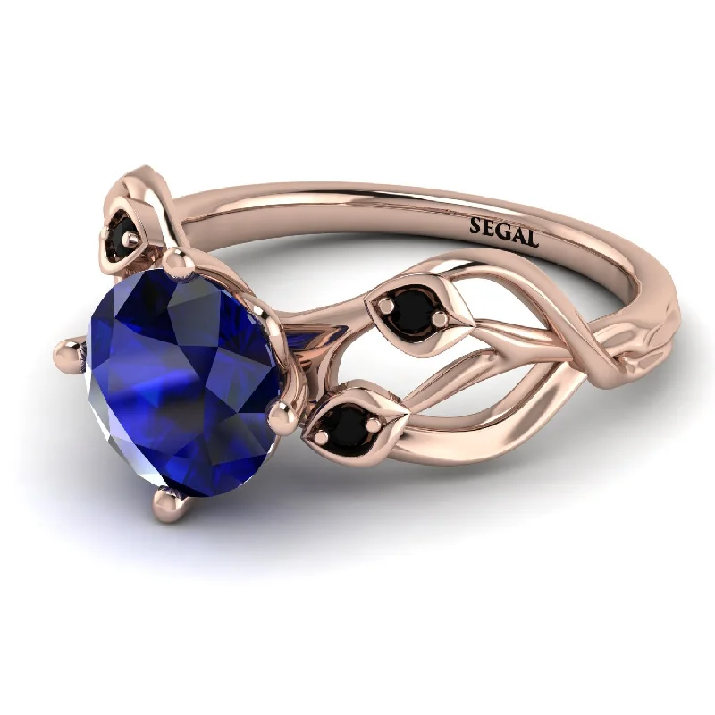 Simple Men’s Gold Band Ring-Sapphire Blossom 14K Golden Nature Inspired Engagement Ring - Haley No. 44