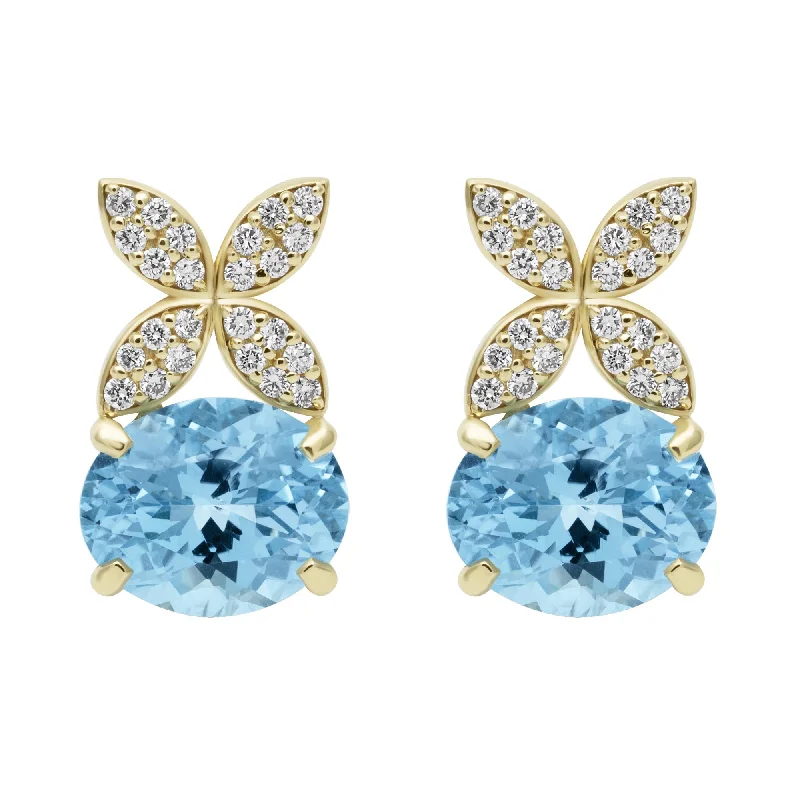 Classic Gemstone Earrings-Earrings - Blue Topaz And Diamond (2409E)