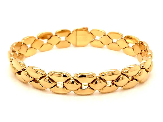 Chunky Gold Bracelets for Statement Look-Vintage Cartier Link Bracelet 18K Yellow Gold, Unisex 12.30 mm