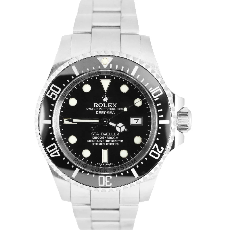 Designer Watches for Corporate Professionals-Rolex Sea-Dweller Deepsea Stainless Steel Black 44mm Ceramic Watch 116660 B+P