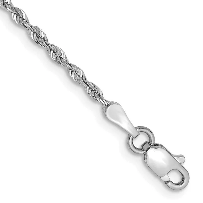 Fashionable Bracelets with Charms-14K White Gold 7 Inch 1.85mm Diamond-cut Quadruple Rope Lobster Clasp Chain Bracelet