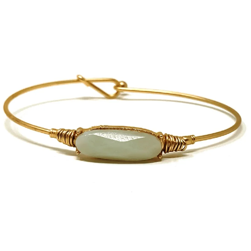 Trendy Bangles for Modern Brides-Natural Stone Gold Stacking Bangle Bracelet