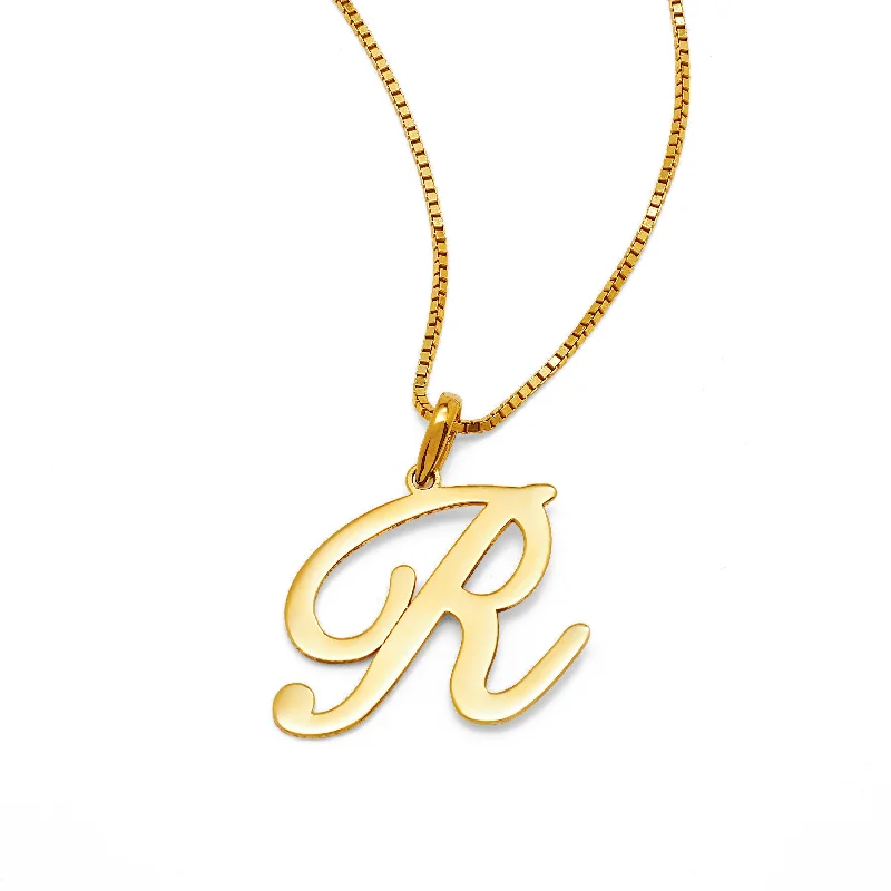 Black Necklace for Fashionable Women-Large Script Initial Necklace