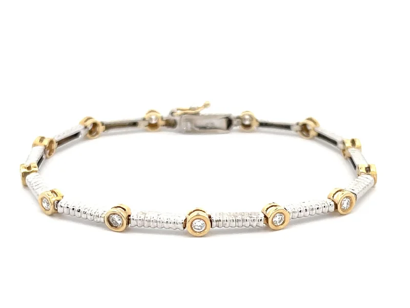 Silver Chain Bracelet for Casual Wear-Two Toned Diamond Bracelet in 14k Gold