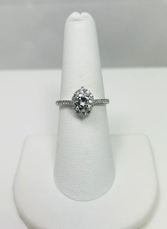 Birthstone Ring for Gifts-New! .93ctw Natural Diamond 14k White Gold Engagement Ring