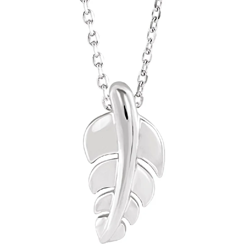 Layered Gold Necklace for Trendy Look-Sterling Silver Small Vertical Leaf Necklace, 16-18 Inch