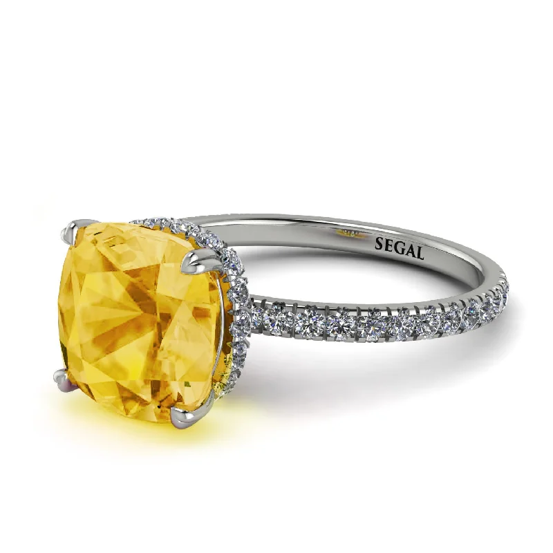 Personalized Engagement Ring with Names-Cushion Hidden Citrine Ring - Nova No. 603