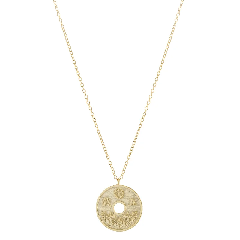 Gold Plated Necklace for Brides-Fortune Coin Necklace