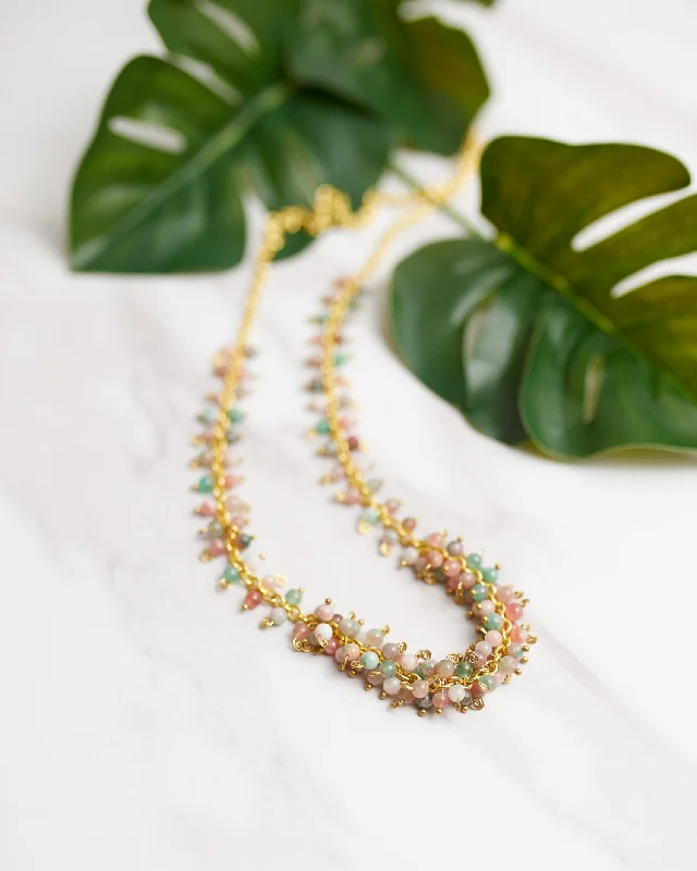 Boho Beaded Necklace for Summer-Cascading Bouquet Necklace