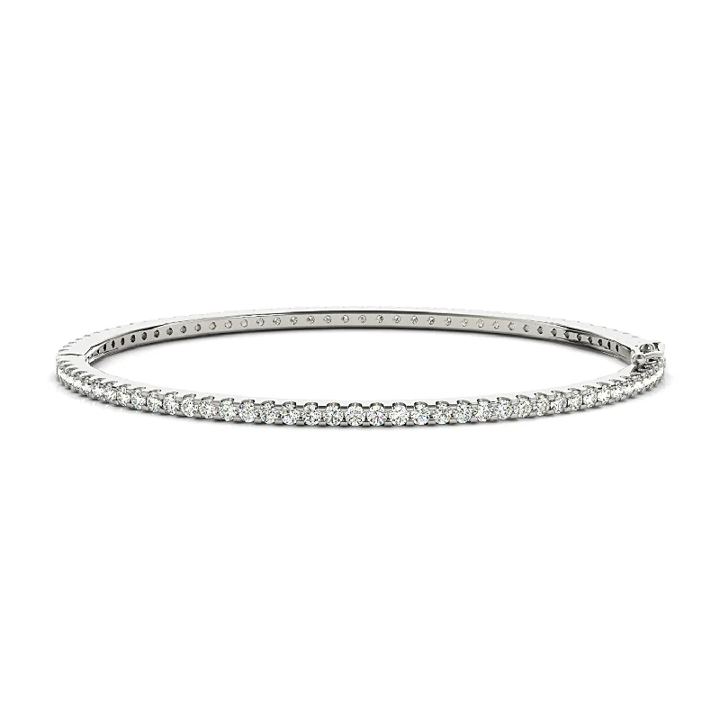 Silver Bangles with Engraving for Personal Touch-2.35 ctw Diamond Eternity Bangle Bracelet U Prong Set