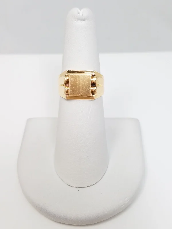 Vintage Diamond Ring for Women-New! Sophisticated Solid 18k Yellow Gold Signet Ring