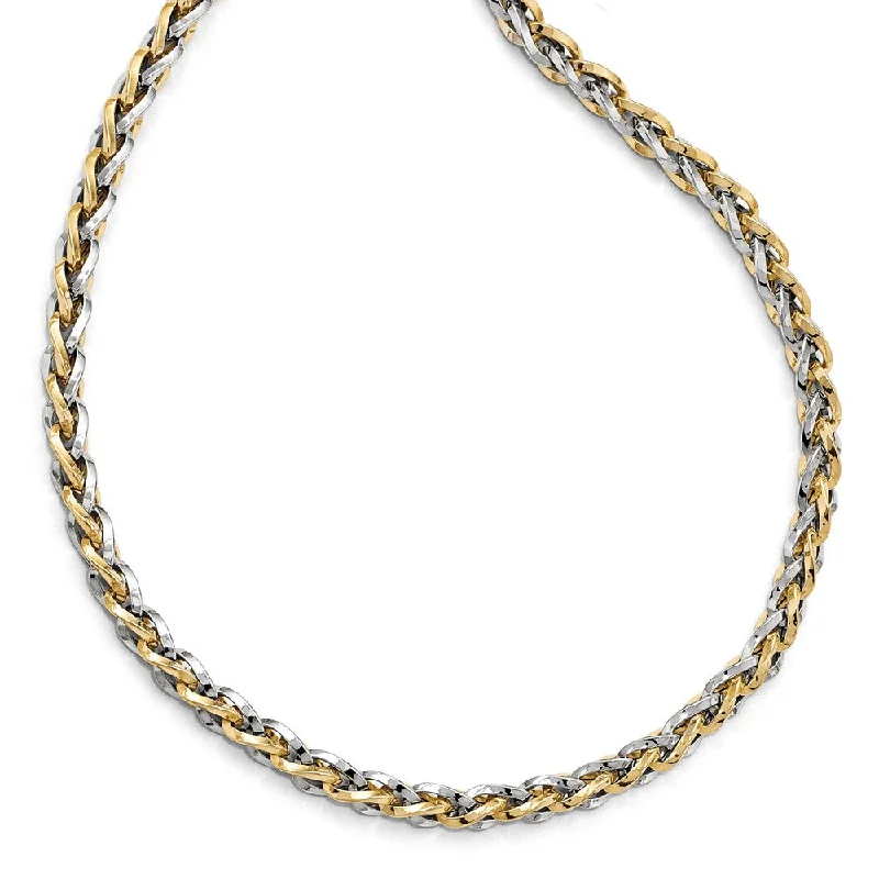 Trendy Gemstone Necklace-5.5mm 14k Two-Tone Gold Polished Fancy Link Necklace, 18 Inch