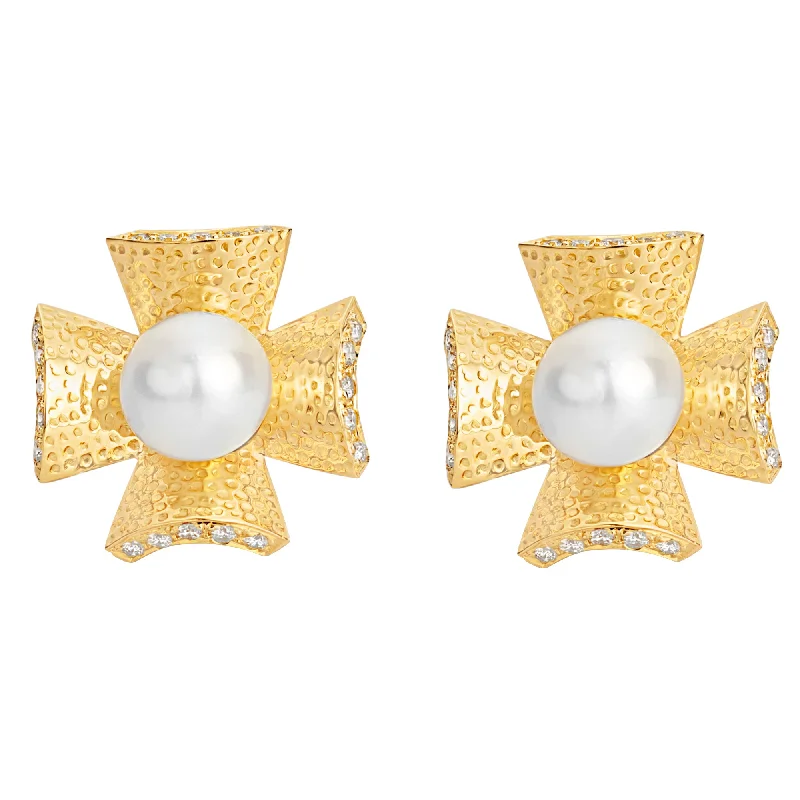 Unique Earrings for Special Occasions-Earrings- Pearl And Diamond