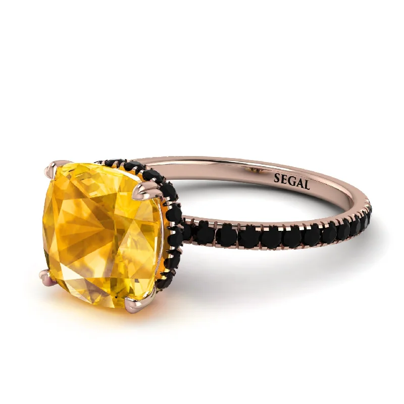 Custom Silver Ring for Customization-Cushion Hidden Yellow Diamond Ring - Nova No. 1008