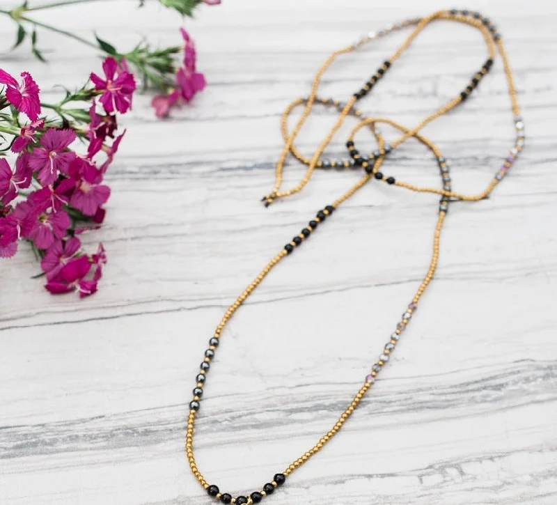 Bridal Necklace with Crystals-Black Layering Necklace