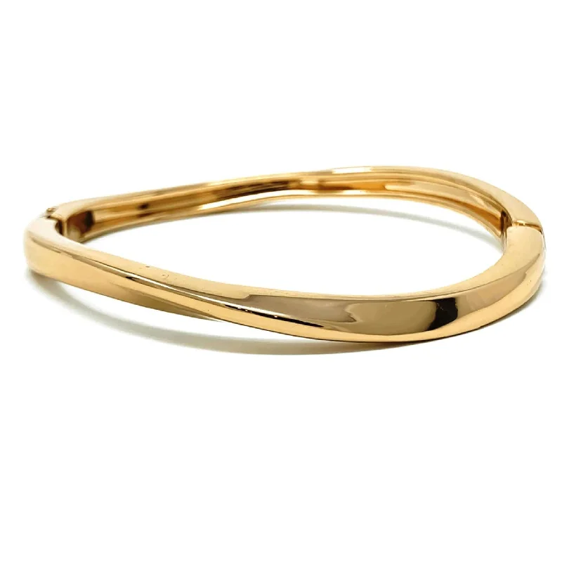 Silver Bangles for Formal Occasions-Hinged Gold Bangle Bracelet