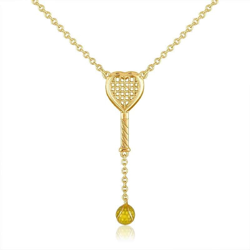 Heart Shaped Necklace for Girls-Heart Racquet Y Necklace