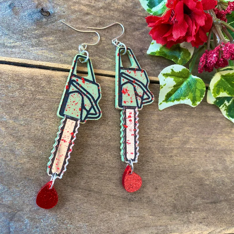 Crystal Earrings for Parties-Chainsaw Earrings