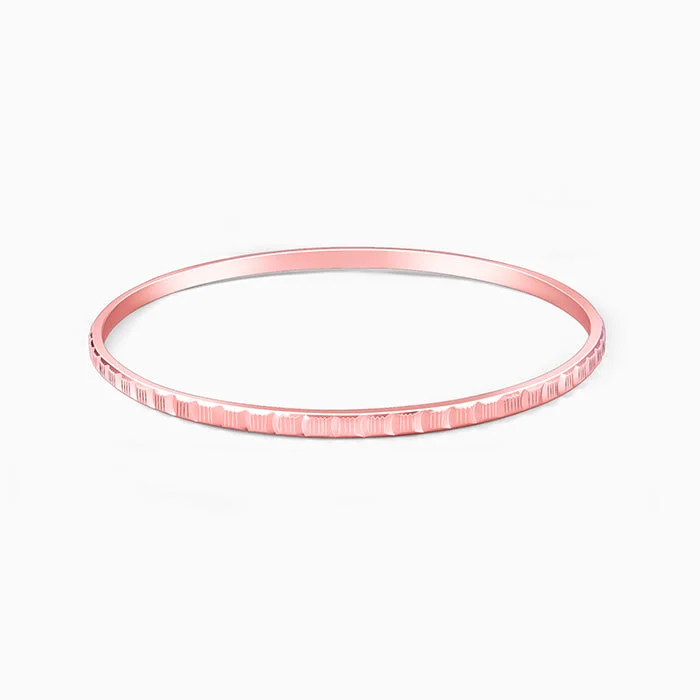 Fashionable Silver Bangles for Modern Look-Rose Gold Linear Cuts Bangle