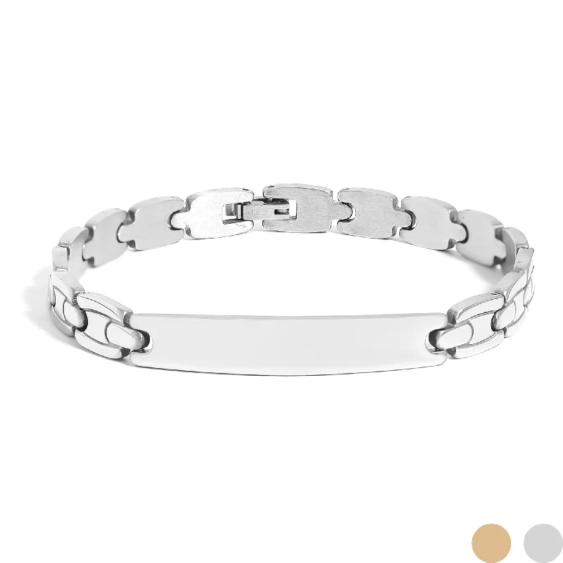 Classic Sterling Silver Bracelet for Women-Stainless Steel Men's Blank Bracelet / BRJ2006