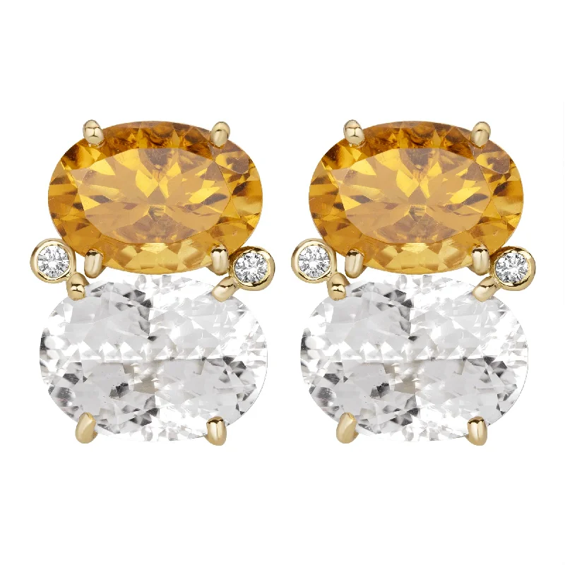 Black Diamond Earrings for Evening Wear-Earrings - Citrine, Crystal And Diamond