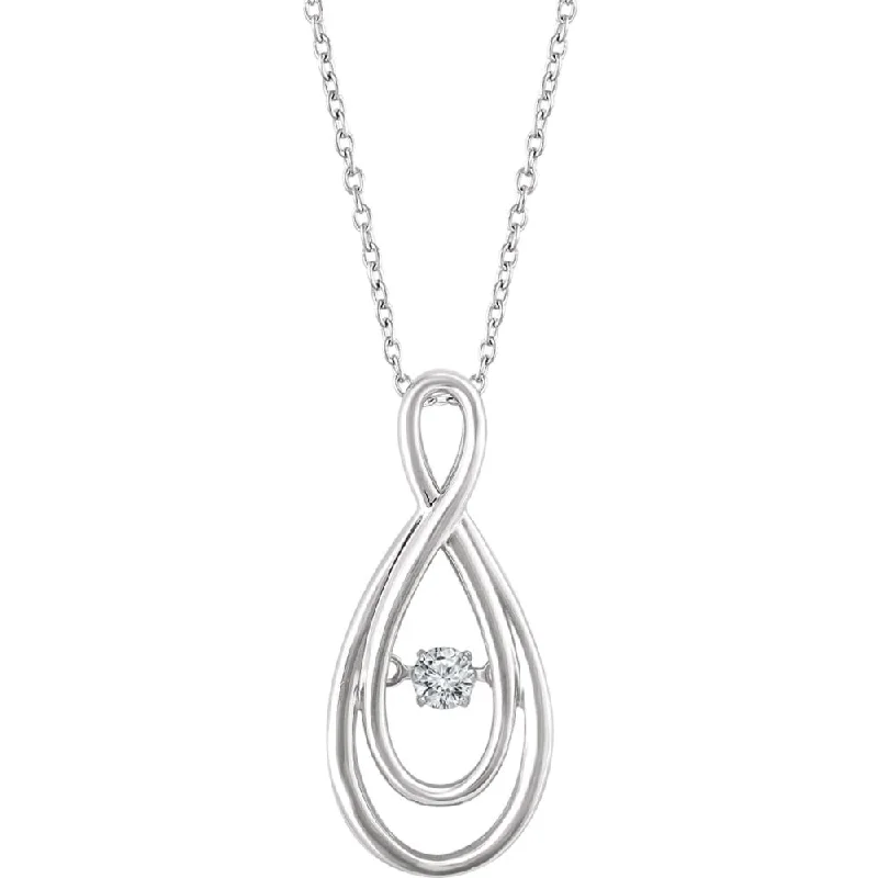 Crystal Necklace for Special Occasions-14k White Gold 1/10 CT (I1, H-I) Diamond Infinity Necklace, 18 Inch