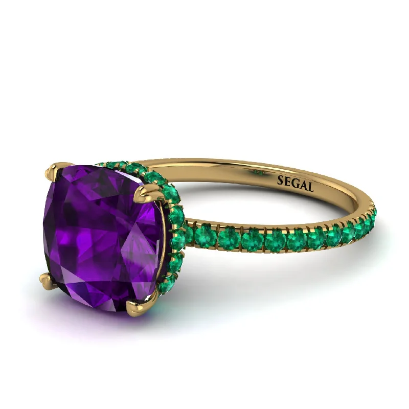 Trendy Gold Ring for Fashion-Cushion Hidden Amethyst Ring - Nova No. 304