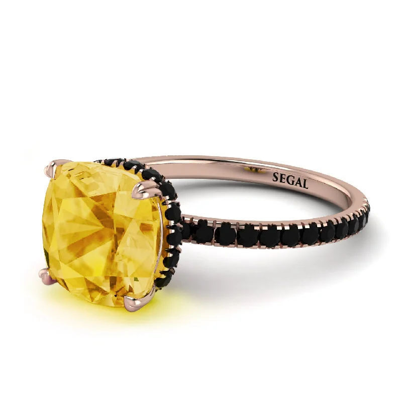 Birthstone Engagement Ring for Women-Cushion Hidden Citrine Ring - Nova No. 608