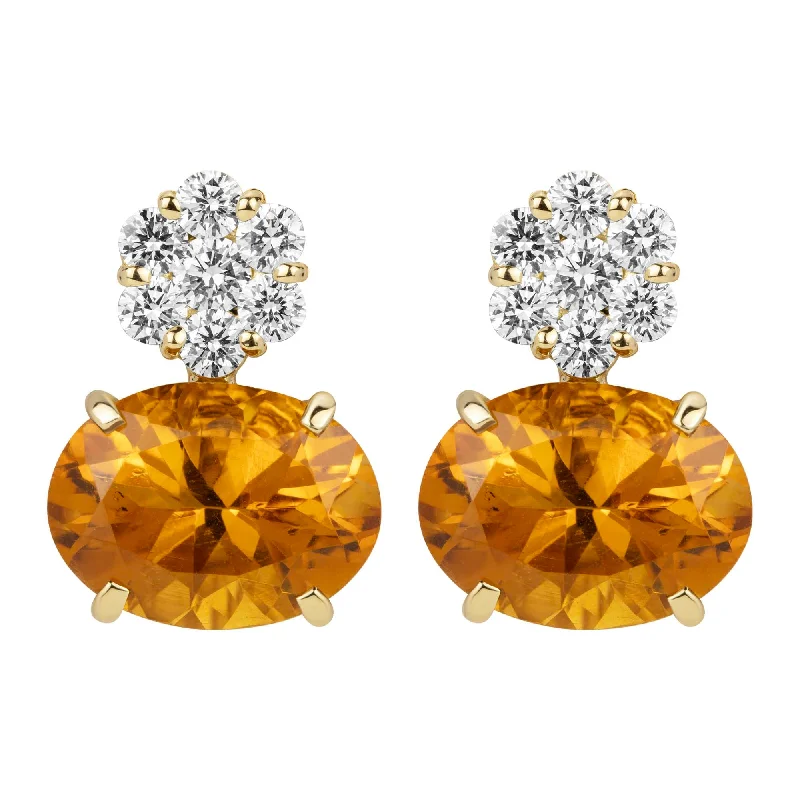 Fashionable Earrings for Teenagers-Earrings - Citrine And Diamond (2386J)