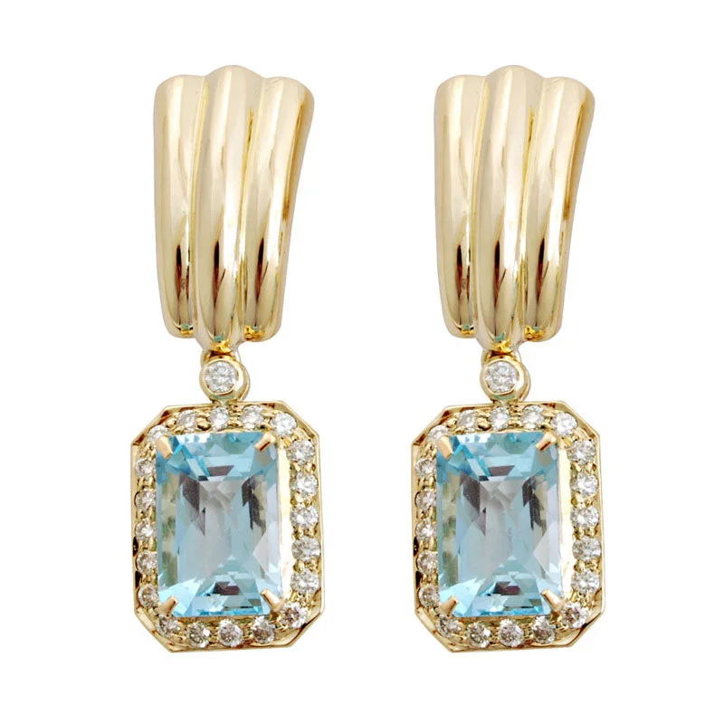 Elegant Diamond Earrings for Women-Earrings- Blue Topaz And Diamond