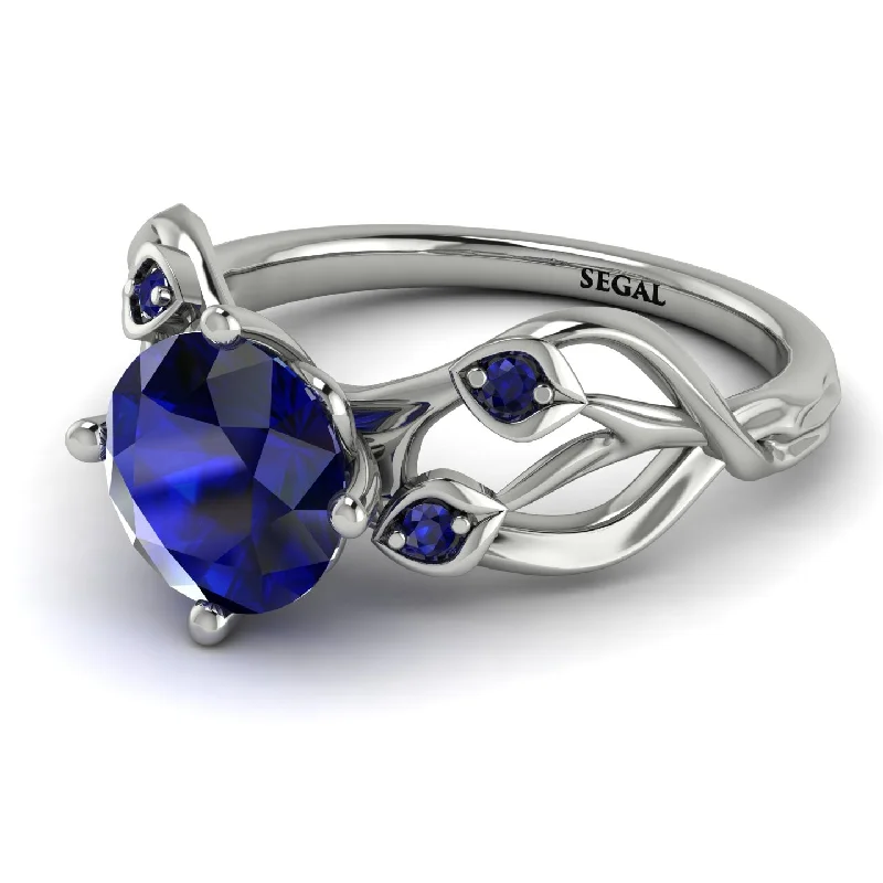 Luxury Wedding Ring for Men-Sapphire Blossom 14K Golden Nature Inspired Engagement Ring - Haley No. 75