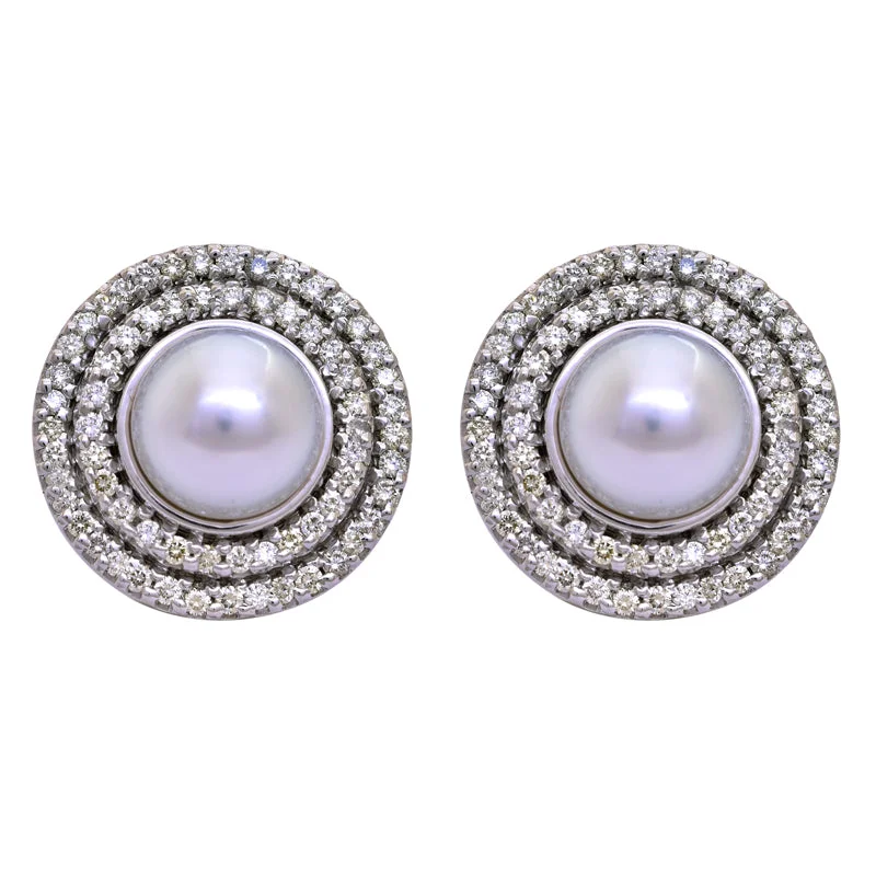 Elegant Pearl Earrings-Earrings- South Sea Pearl and Diamond