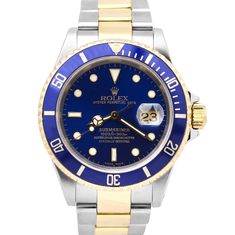 Classic Stainless Steel Watches for Businessmen-Rolex Submariner Two-Tone Stainless Steel 18K GOLD BUCKLE 16613 Date Watch