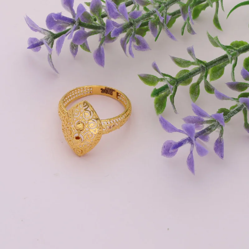 Custom Wedding Ring for Fashionable Couples-Gold Floral Design Ring 21KT - FKJRN21KM9685