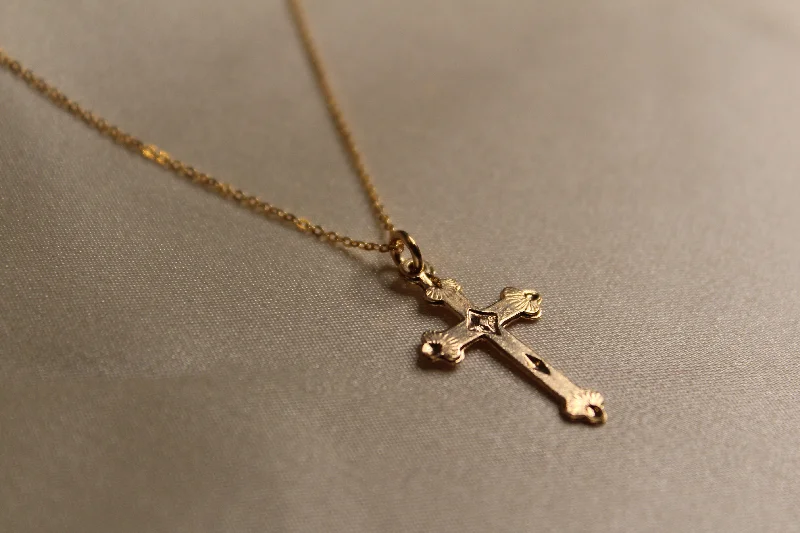 Simple Bead Necklace for Casual Looks-Jane Gold Filled Cross